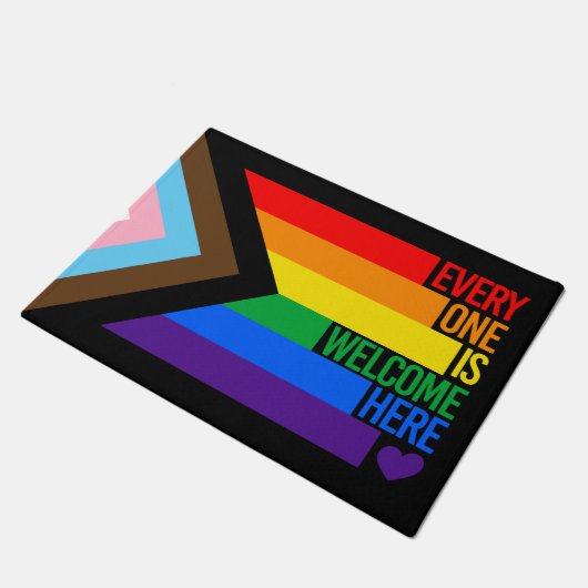 Iedereen is hier welkom (Progress Pride) Vlag Ban Deurmat (Schuin)