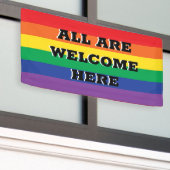 Iedereen is hier welkom spandoek (Buitenkant Gebouw)