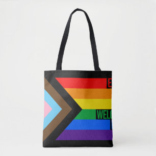 Iedereen is hier Welkome vlag (Progress Pride) Draagtas