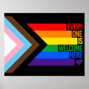 Iedereen is hier welkome vlag (Progress Pride) Poster