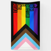 Iedereen is hier welkome vlag (Progress Pride) Spandoek (Verticaal)