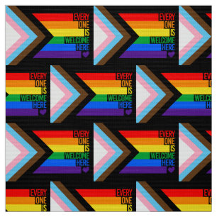 Iedereen is hier Welkome vlag (Progress Pride) Stof