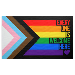 Iedereen is hier welkome vlag (Progress Pride) Stof