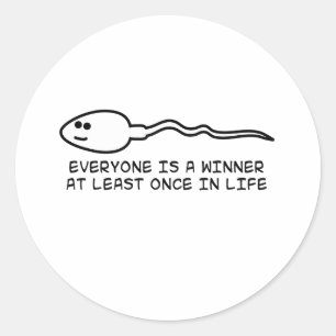 Iedereen is minstens één keer winnaar! ronde sticker