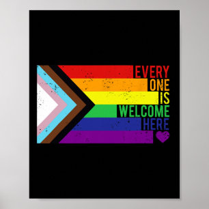 Iedereen is welkom bij Trans Gay LGBTQ Rainbow Pro Poster