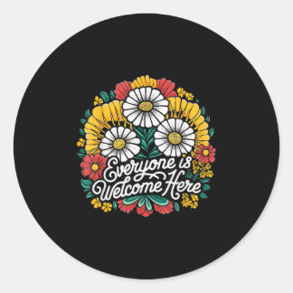 Iedereen is welkom hier  Flowers Boho Terug Ronde Sticker