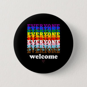 Iedereen is welkom hier Pride Maand LGBTQ Rainbow Ronde Button 5,7 Cm