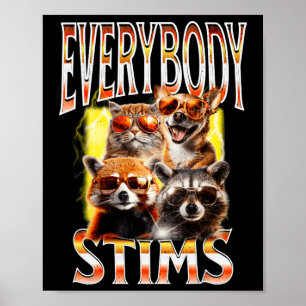 Iedereen Stims Autisme Bewustzijn Bootleg Neurodiv Poster