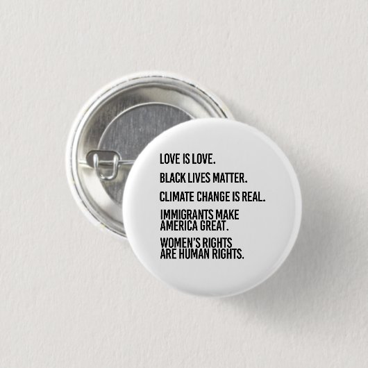 Iedereen verdient de mensenrechten ronde button 3,2 cm (Voorkant /achterkant)