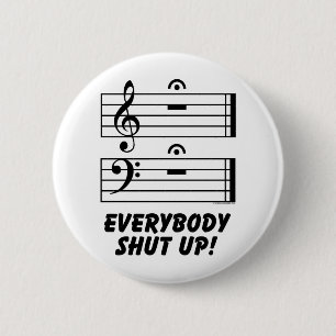Iedereen zwijg! ronde button 5,7 cm