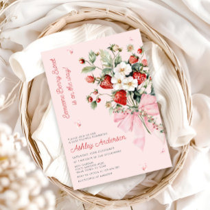 Iemand Berry Sweet Modern Pink Bow Baby shower Kaart