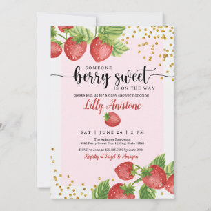 Iemand Berry Sweet Strawberry Baby shower Kaart
