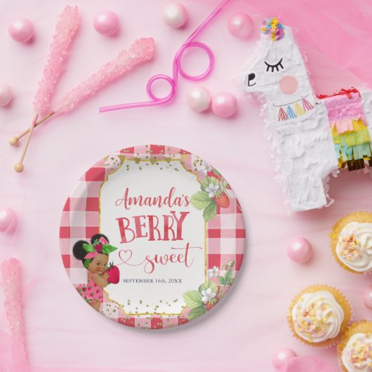 Iemand Berry Sweet Strawberry Meisje Baby shower Papieren Bordje (Feest)