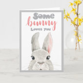 Iemand houdt van jou Bunny Schattige waterverf gl Kaart (Gele Bloem)
