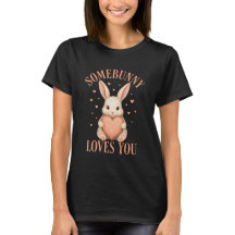 Iemand houdt van jou Knuffel Konijn Zwarte T-Shirt