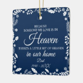 Iemand in de Hemel Winter Greenery Foto Navy Blue Keramisch Ornament (Links)