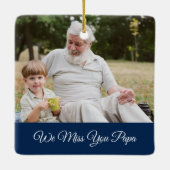 Iemand in de Hemel Winter Greenery Foto Navy Blue Keramisch Ornament (Achterkant)