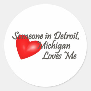 Iemand in Detroit houdt van me Ronde Sticker
