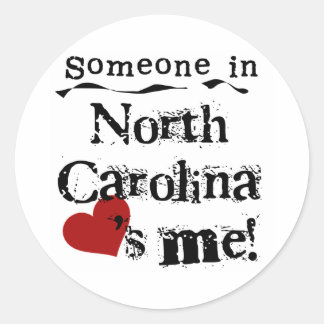 Iemand in North Carolina houdt van mij Ronde Sticker