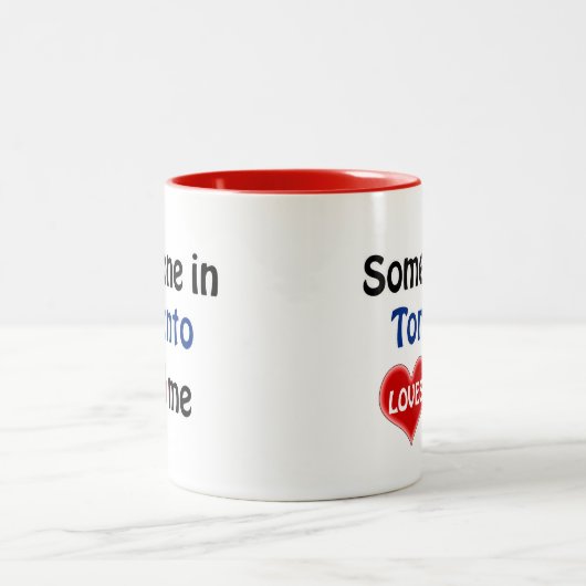 Iemand in Toronto houdt van me Tweekleurige Koffiemok (Center)