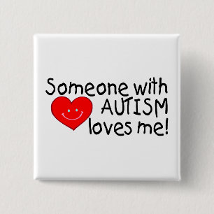 Iemand met autisme houdt van mij vierkante button 5,1 cm