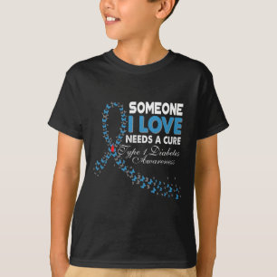 Iemand van wie ik hou, heeft een echte T1D type 1  T-shirt