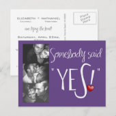 Iemand zei ja Save the Date Briefkaart-pruim Aankondigingskaart (Voorkant / Achterkant)