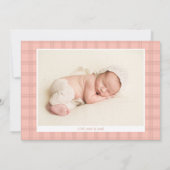 Iemand zoet om 2 Foto Baby Girl Birth te ontmoeten Aankondiging (Achterkant)