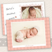 Iemand zoet om 2 Foto Baby Girl Birth te ontmoeten Aankondiging