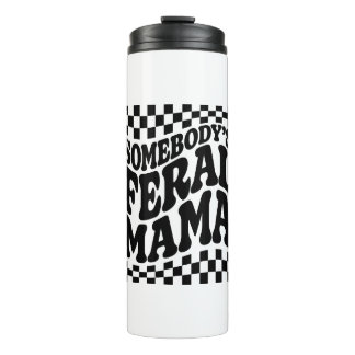 Iemands wilde mama grappige familie cadeau thermosbeker