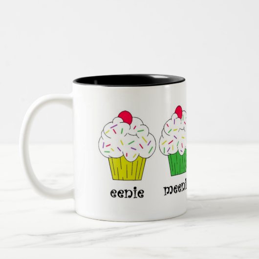 Iene, Meenie, Miney, Moe. Cupcake-Mok Tweekleurige Koffiemok (Links)