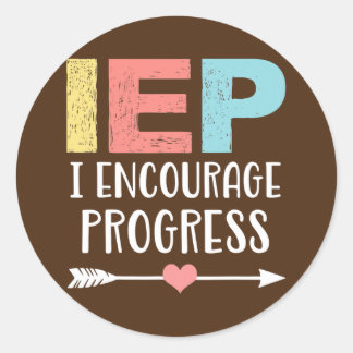 IEP I moedigt Progress Special Education School aa Ronde Sticker