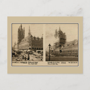 Ieper de Lakenhal voor de verwoesting 1914 Briefkaart