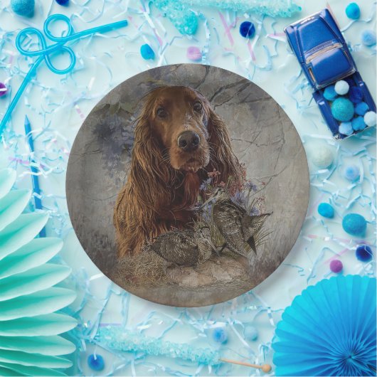 Ieren zetter met houthakken papieren bordje (Feest)