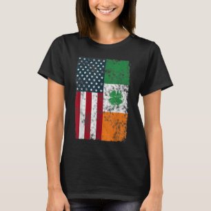 Ierland Amerikaanse vlag Dual Citizen Patriotic Di T-shirt