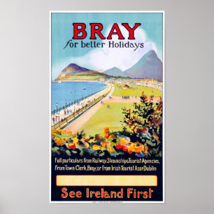 Ierland Bray Vintage Travel Poster teruggezet