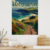 Ierland Coastline Vintage Travel Poster (Keuken)