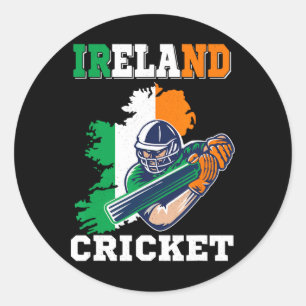 Ierland Cricketspeler Vlag Jersey Ierse Sport Ronde Sticker