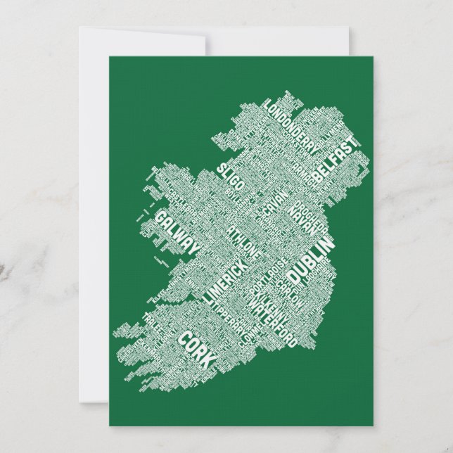 Ierland Eire City Text map (Voorkant)