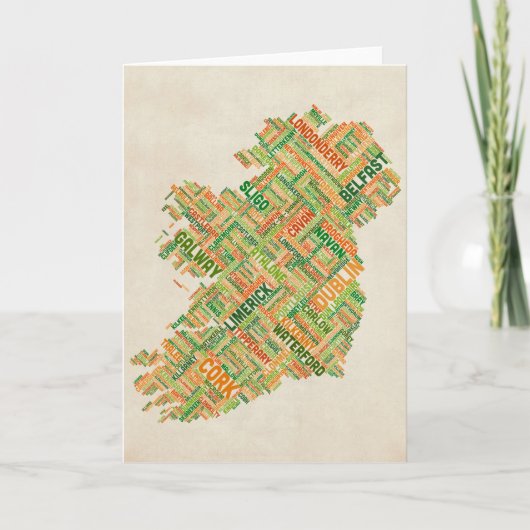 Ierland Eire City Text map Kaart (Voorkant)