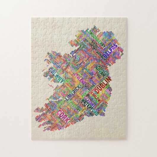Ierland Eire City Text map Legpuzzel (Verticaal)