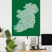 Ierland Eire City Text map Poster (Thuiskantoor)