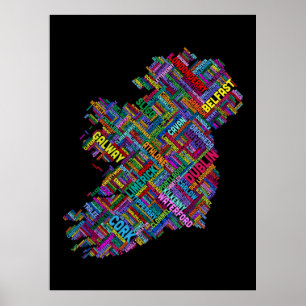Ierland Eire City Text map Poster