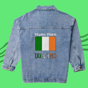 Ierland en Ierse vlag Black Personalisatie Denim Jacket
