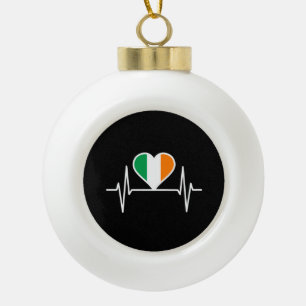 Ierland Flag Heartbeat Keramische Bal Ornament