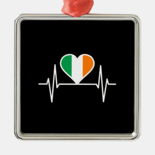 Ierland Flag Heartbeat Metalen Ornament