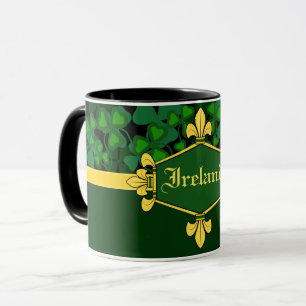 Ierland groene shamrocks, aanpassen met naam 5 mok
