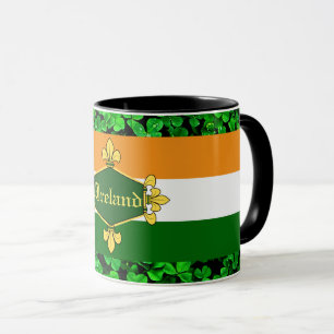 Ierland groene shamrocks, aanpassen met naam 9 mok