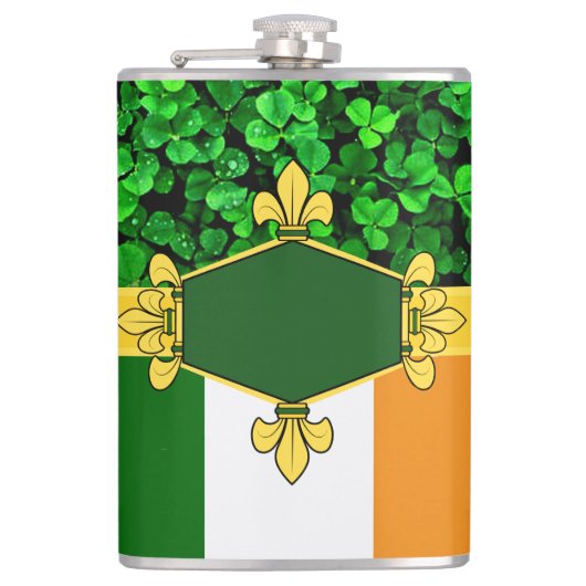 Ierland groene shamrocks, monogram/initialen toevo heupfles (Voorkant)