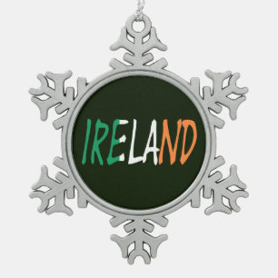 Ierland heeft de Ierse vlag overboord gezet Tin Sneeuwvlok Ornament